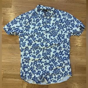 Bonobos Blue Floral Print Riviera Shirt (Small)